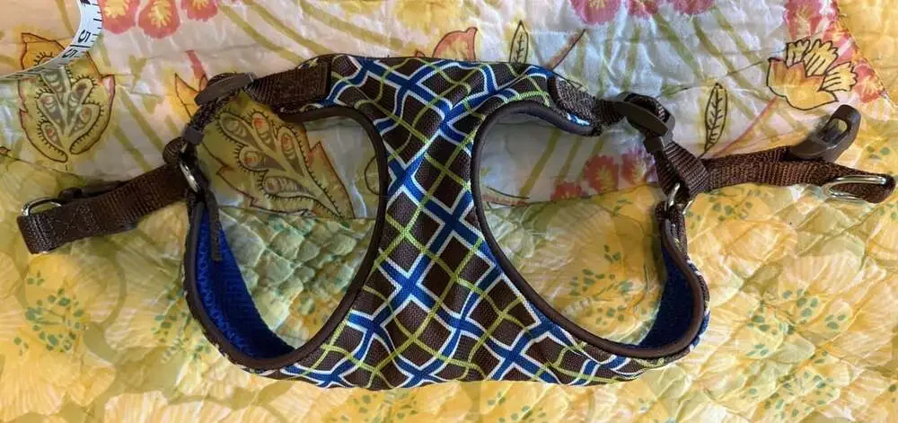 NWOT Top Paw Adjustable Dog Harness, Blue Mesh, Brown Plaid Size XS